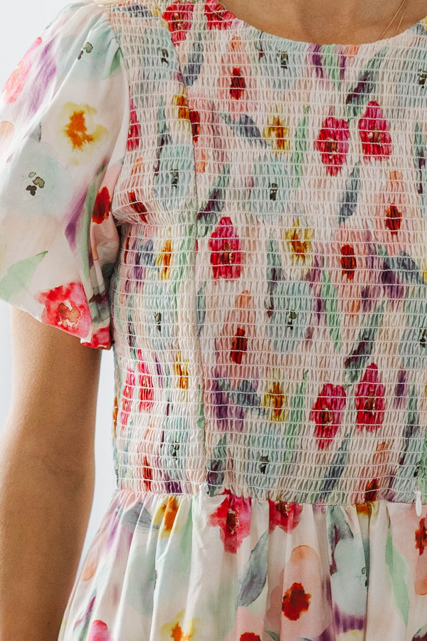 NURSING COLLECTION: Make The Right Choice Cream Watercolor Maxi Dress