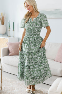 NURSING COLLECTION: It's In The Air Green Toile Midi Dress