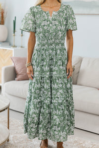 NURSING COLLECTION: It's In The Air Green Toile Midi Dress