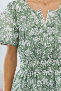 NURSING COLLECTION: It's In The Air Green Toile Midi Dress