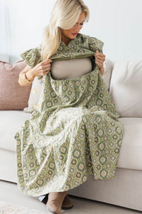 NURSING COLLECTION: More Good Days Green Medallion Midi Dress