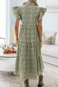 NURSING COLLECTION: More Good Days Green Medallion Midi Dress
