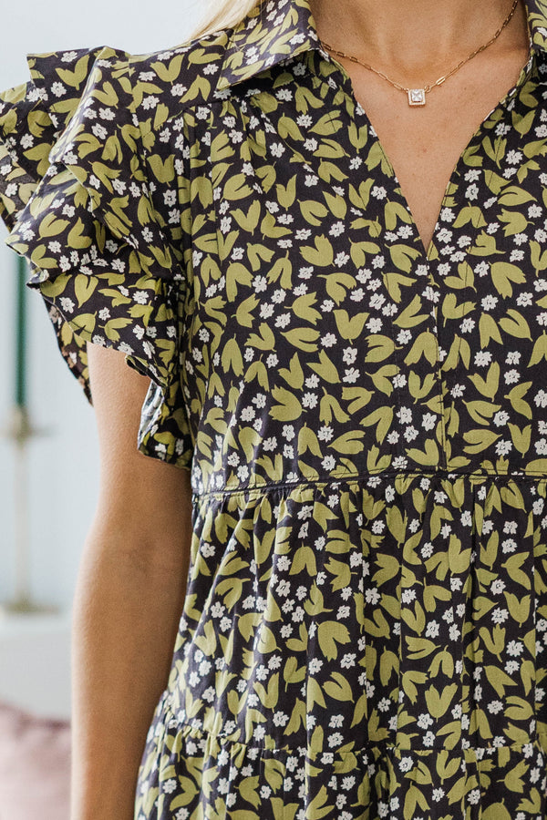 NURSING COLLECTION: Look You Up Gray Floral Midi Dress