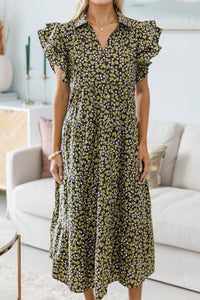 NURSING COLLECTION: Look You Up Gray Floral Midi Dress