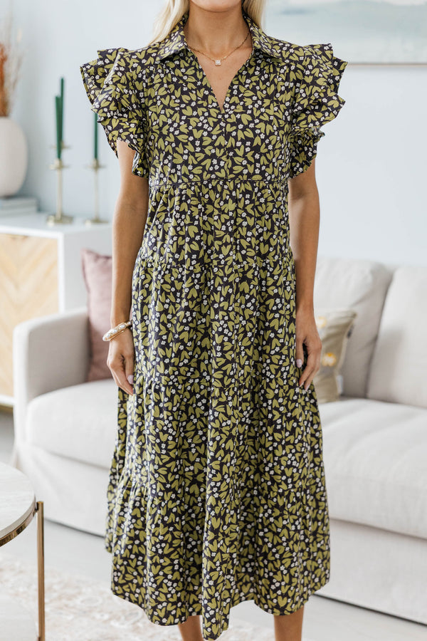 NURSING COLLECTION: Look You Up Gray Floral Midi Dress