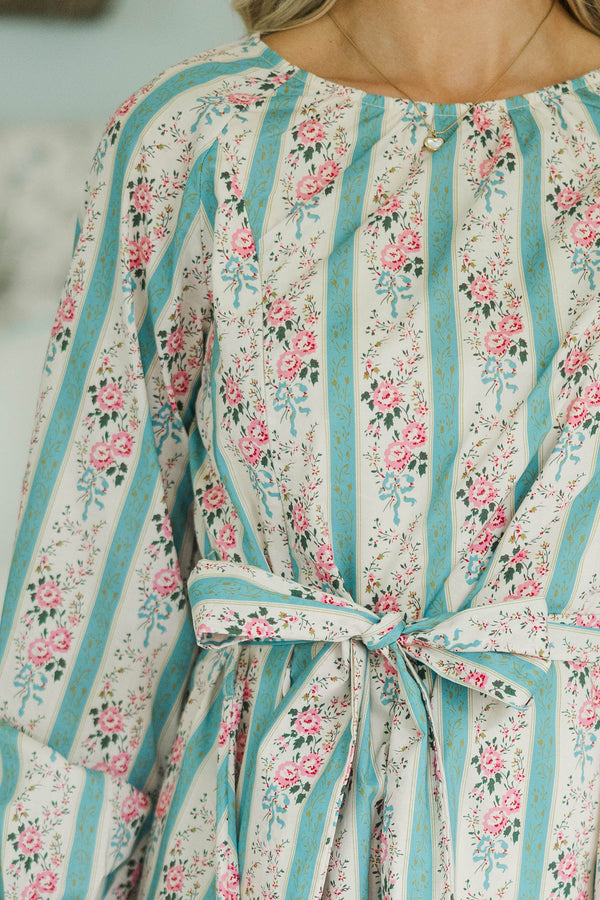 NURSING COLLECTION: In Your Love Blue Floral Tied Waist Dress