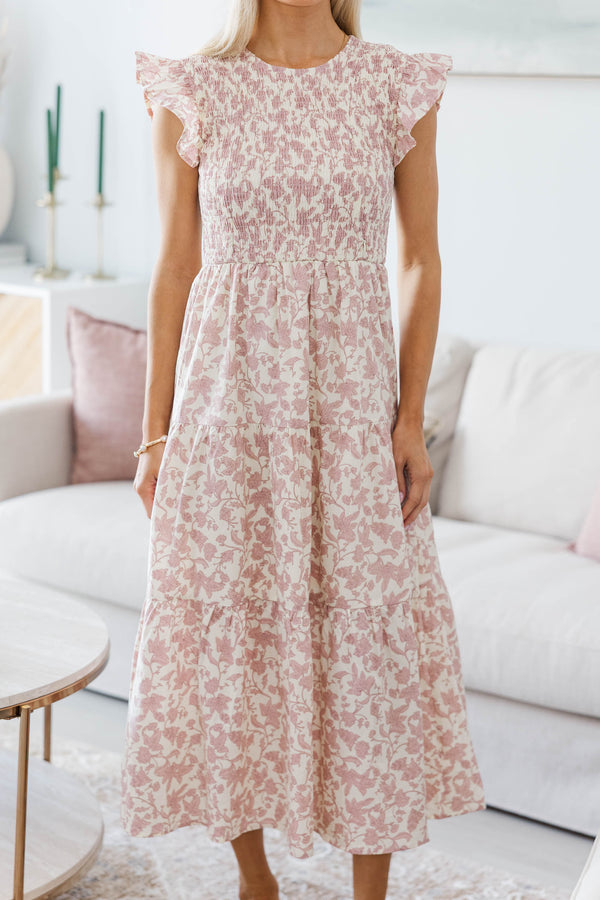 NURSING COLLECTION: Learn From The Best Mauve Toile Smocked Dress