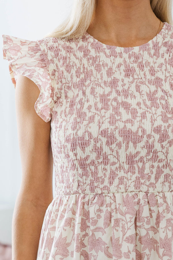 NURSING COLLECTION: Learn From The Best Mauve Toile Smocked Dress