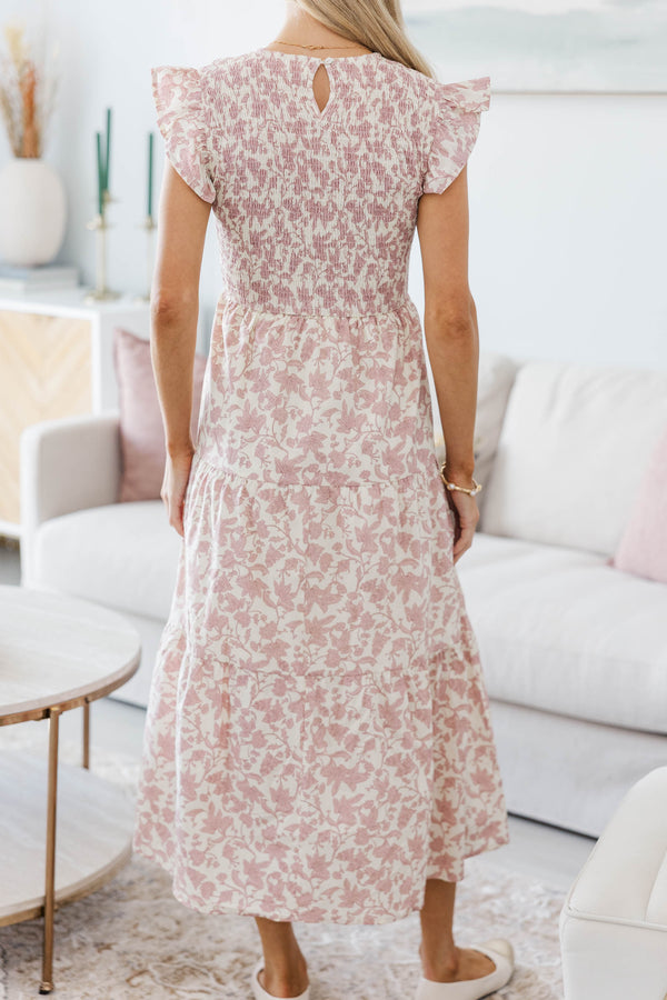 NURSING COLLECTION: Learn From The Best Mauve Toile Smocked Dress