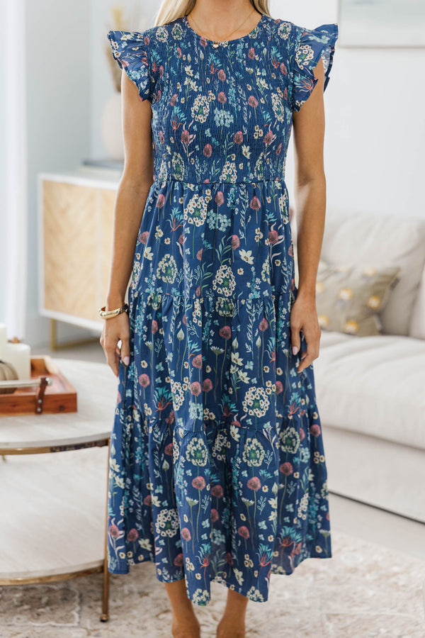 NURSING COLLECTION: Learn From The Best Navy Floral Smocked Dress
