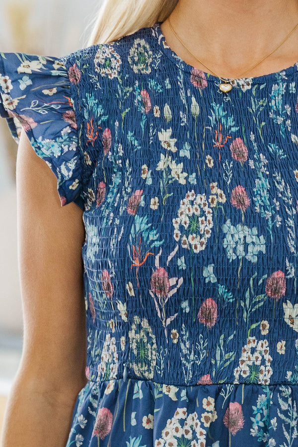 NURSING COLLECTION: Learn From The Best Navy Floral Smocked Dress