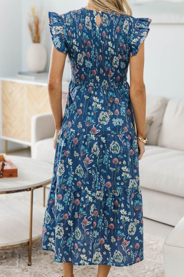 NURSING COLLECTION: Learn From The Best Navy Floral Smocked Dress