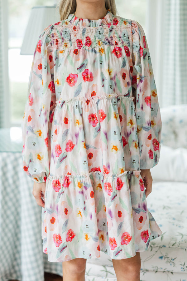 NURSING COLLECTION: Be Your Best Cream Watercolor Babydoll Dress