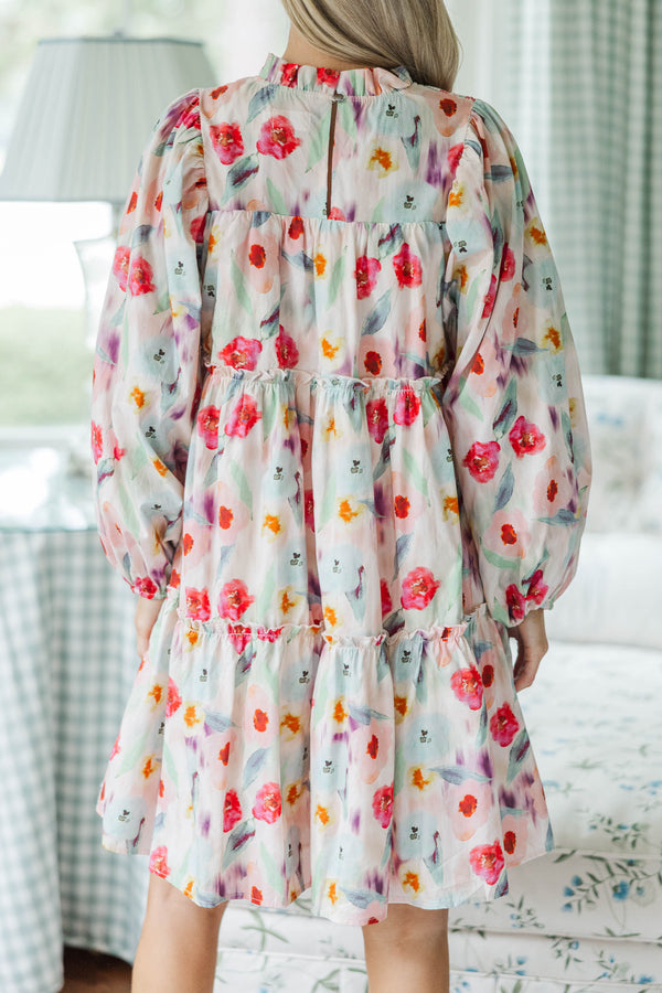 NURSING COLLECTION: Be Your Best Cream Watercolor Babydoll Dress