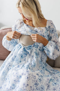 NURSING COLLECTION: Feeling Oh So Sweet Blue Toile Midi Dress