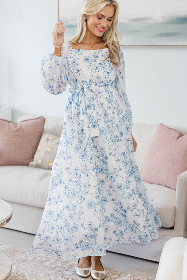 NURSING COLLECTION: Feeling Oh So Sweet Blue Toile Midi Dress