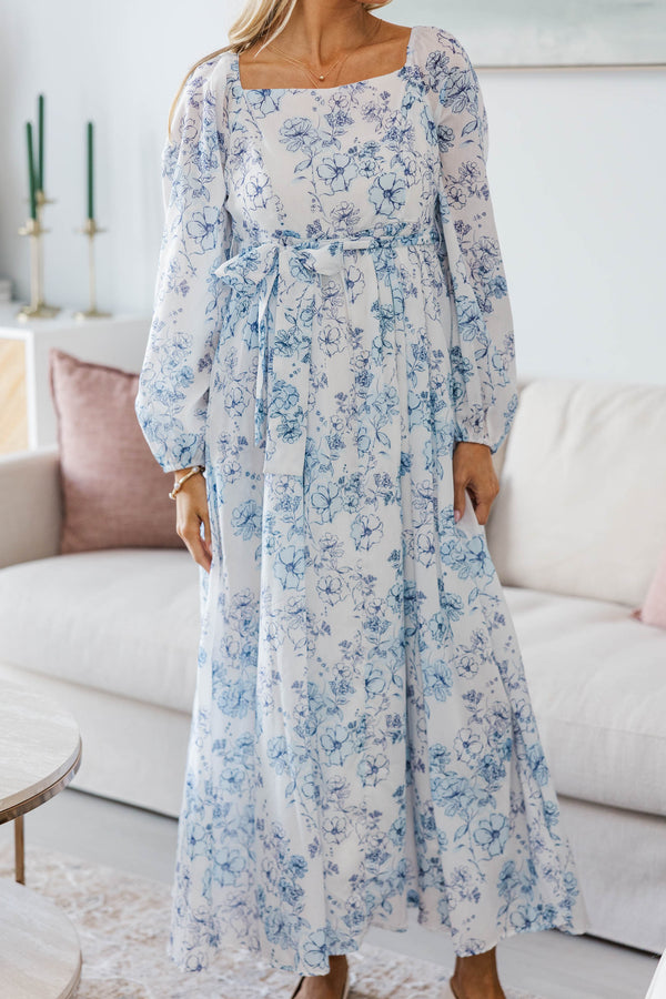 NURSING COLLECTION: Feeling Oh So Sweet Blue Toile Midi Dress