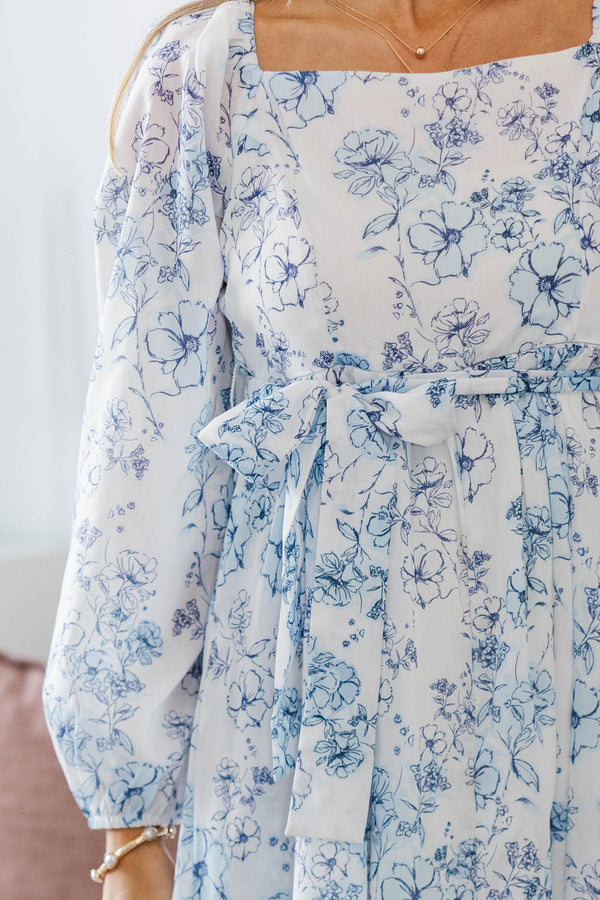 NURSING COLLECTION: Feeling Oh So Sweet Blue Toile Midi Dress