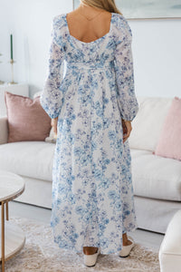 NURSING COLLECTION: Feeling Oh So Sweet Blue Toile Midi Dress
