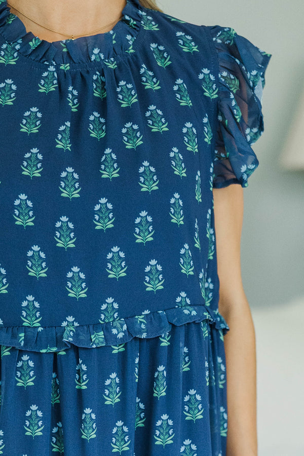 NURSING COLLECTION: What It Means Navy Medallion Dress