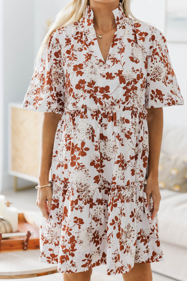 NURSING COLLECTION: Feeling Your Best Brown Eyelet Midi Dress