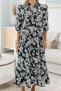 NURSING COLLECTION: Love Found Black Eyelet Tiered Midi Dress