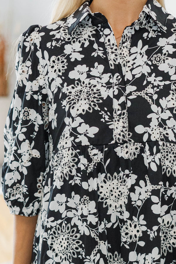 NURSING COLLECTION: Love Found Black Eyelet Tiered Midi Dress