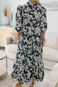 NURSING COLLECTION: Love Found Black Eyelet Tiered Midi Dress