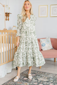 NURSING COLLECTION: What A Surprise Olive Toile Midi Dress