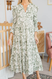 NURSING COLLECTION: What A Surprise Olive Toile Midi Dress
