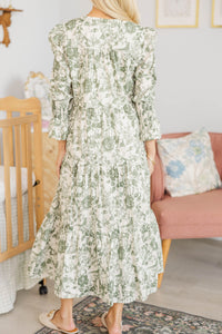 NURSING COLLECTION: What A Surprise Olive Toile Midi Dress
