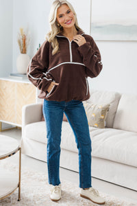 NURSING COLLECTION: Warm Wishes Brown Fleece Lined Pullover