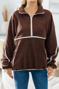 NURSING COLLECTION: Warm Wishes Brown Fleece Lined Pullover