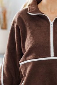 NURSING COLLECTION: Warm Wishes Brown Fleece Lined Pullover