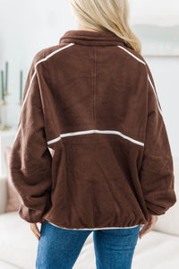 NURSING COLLECTION: Warm Wishes Brown Fleece Lined Pullover