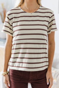 NURSING COLLECTION: Lucky You Brown Striped Tee