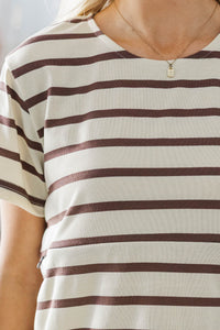 NURSING COLLECTION: Lucky You Brown Striped Tee