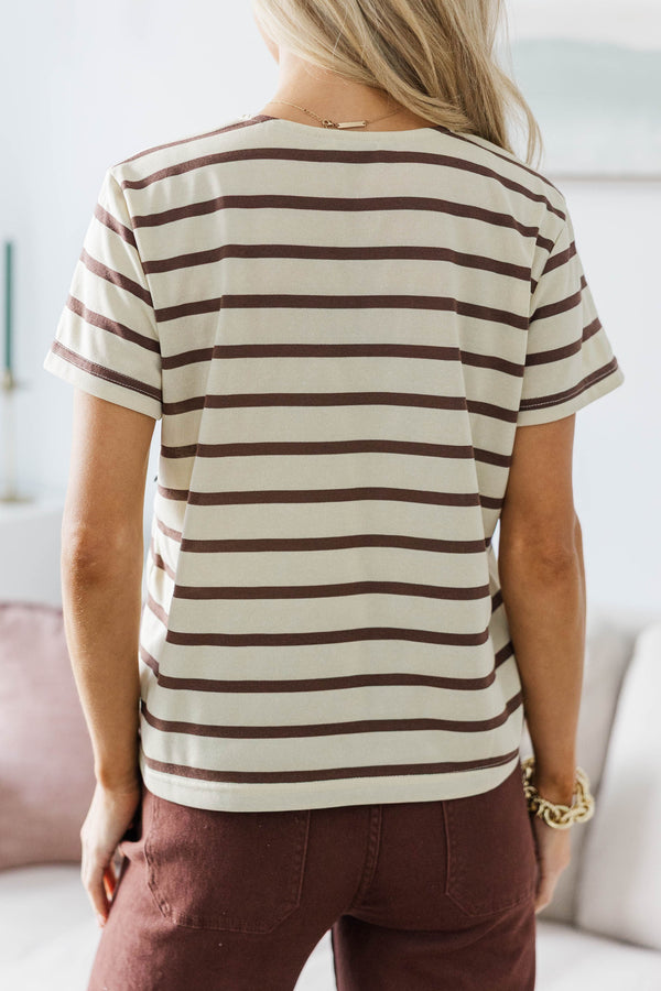 NURSING COLLECTION: Lucky You Brown Striped Tee