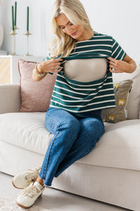 NURSING COLLECTION: Lucky You Green Striped Tee