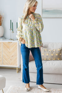 NURSING COLLECTION: Making Moves Sage Cotton Poplin Ruffled Blouse