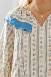 NURSING COLLECTION: Wrapped In Your Love Cream Scalloped Blouse