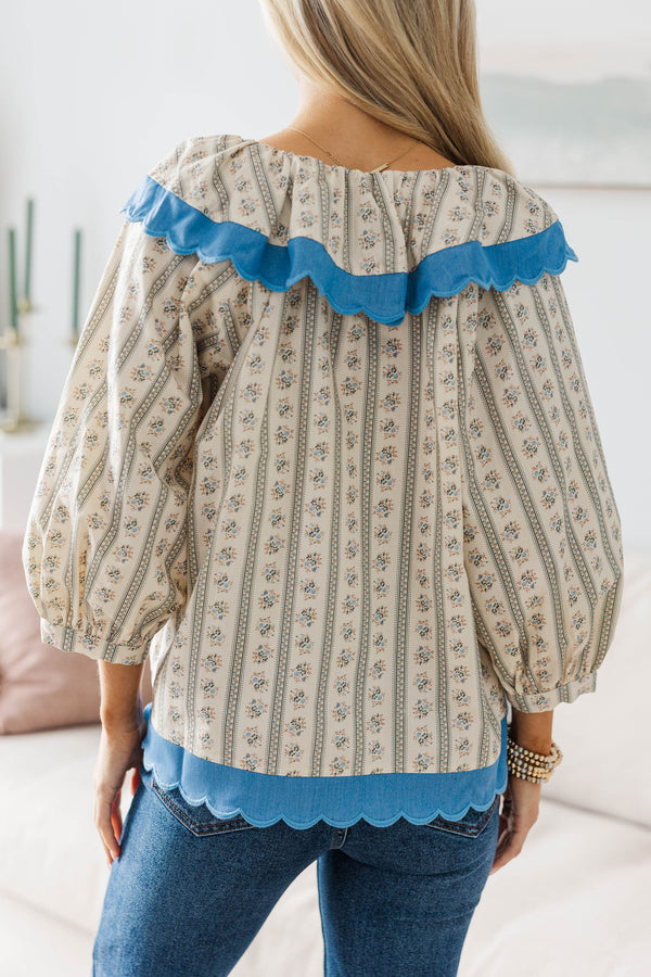 NURSING COLLECTION: Wrapped In Your Love Cream Scalloped Blouse