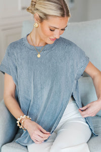 NURSING COLLECTION: Catch On Navy Ribbed Top