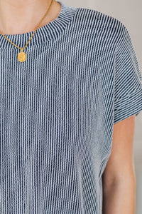NURSING COLLECTION: Catch On Navy Ribbed Top
