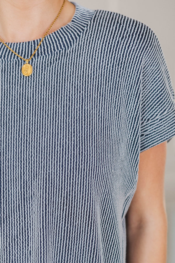 NURSING COLLECTION: Catch On Navy Ribbed Top