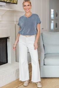 NURSING COLLECTION: Catch On Navy Ribbed Top