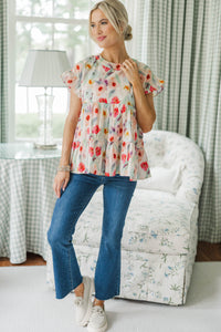 NURSING COLLECTION: Hear Your Call Cream Floral Babydoll Top