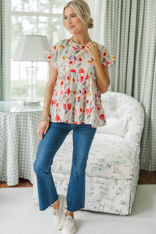 NURSING COLLECTION: Hear Your Call Cream Floral Babydoll Top