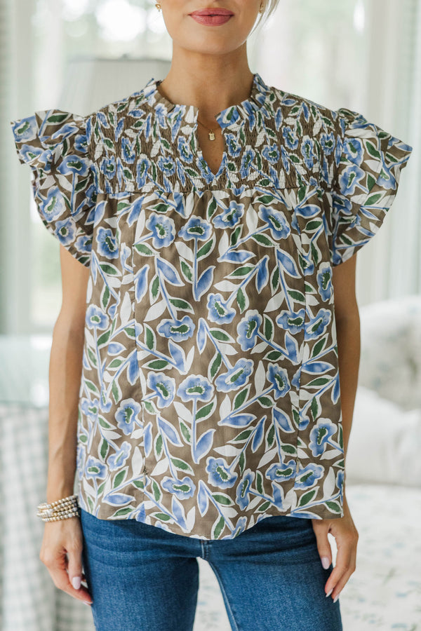 NURSING COLLECTION: All For Love Brown Floral Blouse