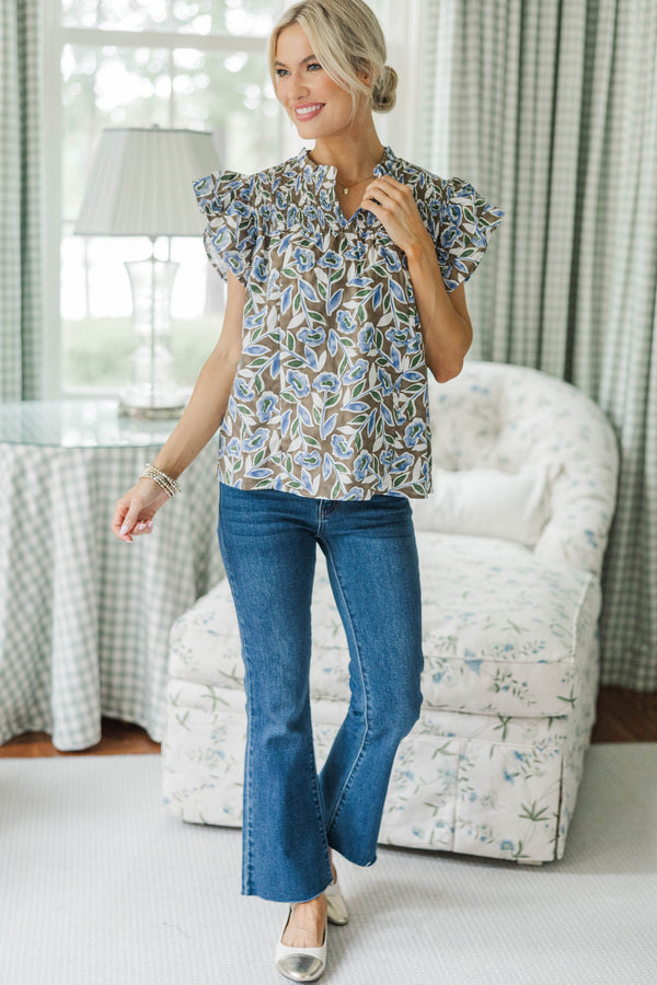 NURSING COLLECTION: All For Love Brown Floral Blouse